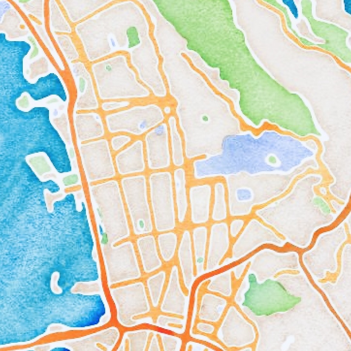 Stylized map of Berkeley, California